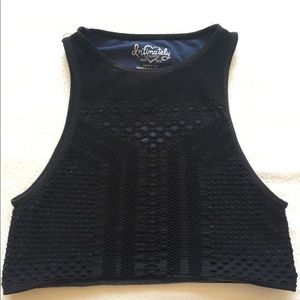 Free People High Neck Crop Top XS Black, Blue